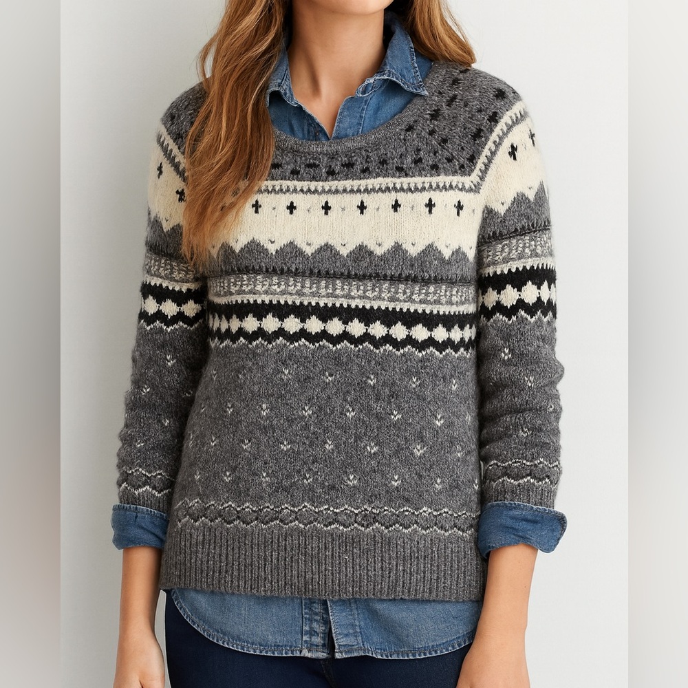 American Eagle AE Fair Isle sweater crewneck pullover cotton wool blend Size S